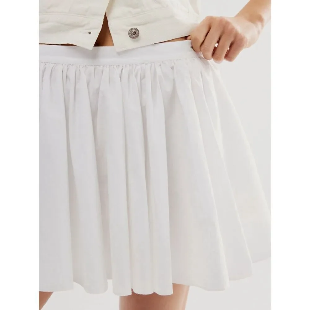 NEW Free People Gaia Pocket Skirt In Optic White Boho Summer Size S NWT